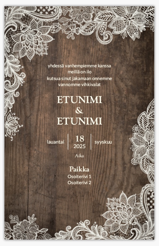 Mallin esikatselu Mallivalikoima: Rustiikki Hääkutsut, Yksiosainen 21.6 x 13.9 cm