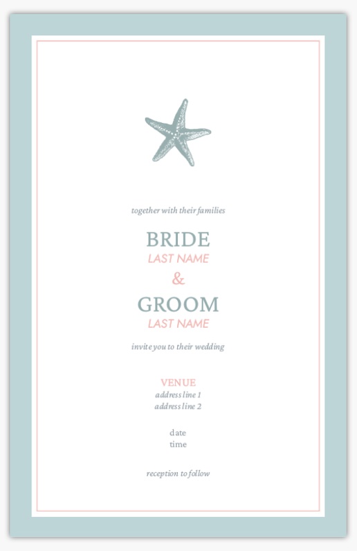 Design Preview for Nautical Wedding Invitations Templates, 6" x 9" Flat