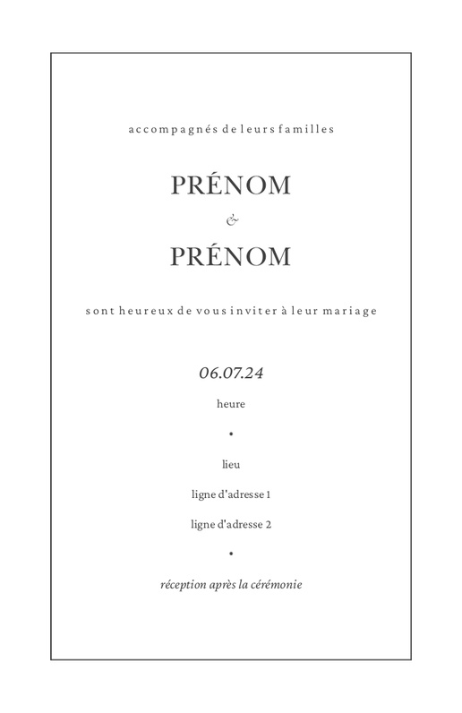 Aperçu du graphisme pour Galerie de modèles : faire-part de mariage pour minimal, Non pliées 18.2 x 11.7 cm
