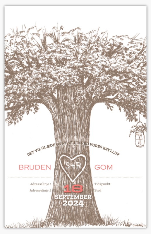Forhåndsvisning af design for Designgalleri: Rustik Bryllupsinvitationer, Enkeltsidet 18.2 x 11.7 cm
