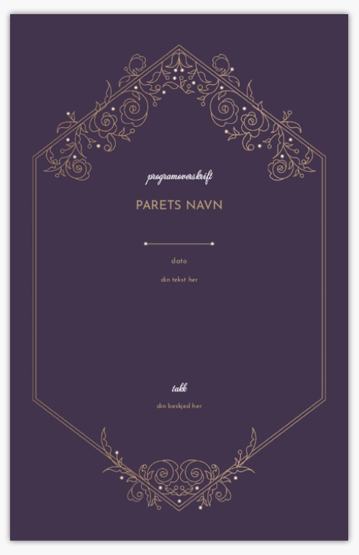 Forhåndsvisning av design for Designgalleri: Bryllupsprogrammer, 21,6 x 13,9 cm