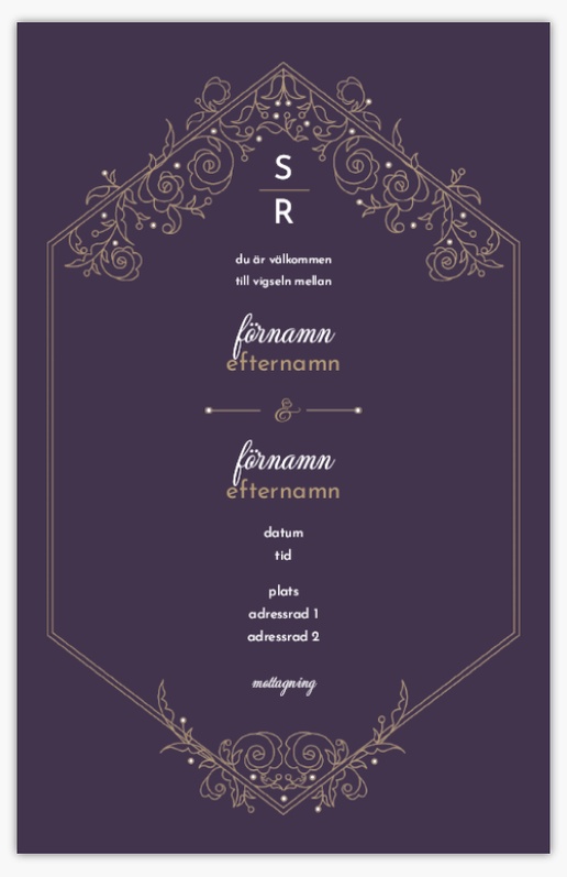 Förhandsgranskning av design för Designgalleri: Vintage Bröllopsinbjudningar, Enkelt 18.2 x 11.7 cm
