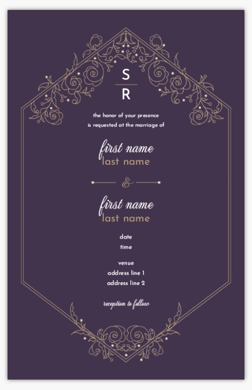 Design Preview for Elegant Wedding Invitations Templates, 4.6" x 7.2" Flat