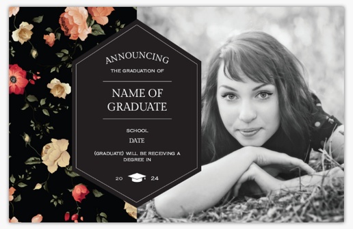 A vintage floral grad announcement botanical black gray design for Type with 1 uploads