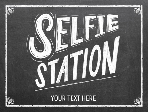 A vintage selfie station selfies gray white design for Events