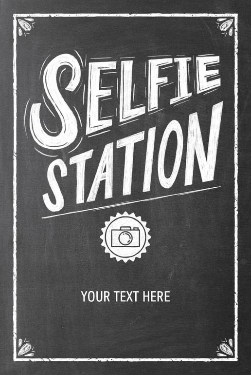 A graduation selfie station selfies black gray design for General Party