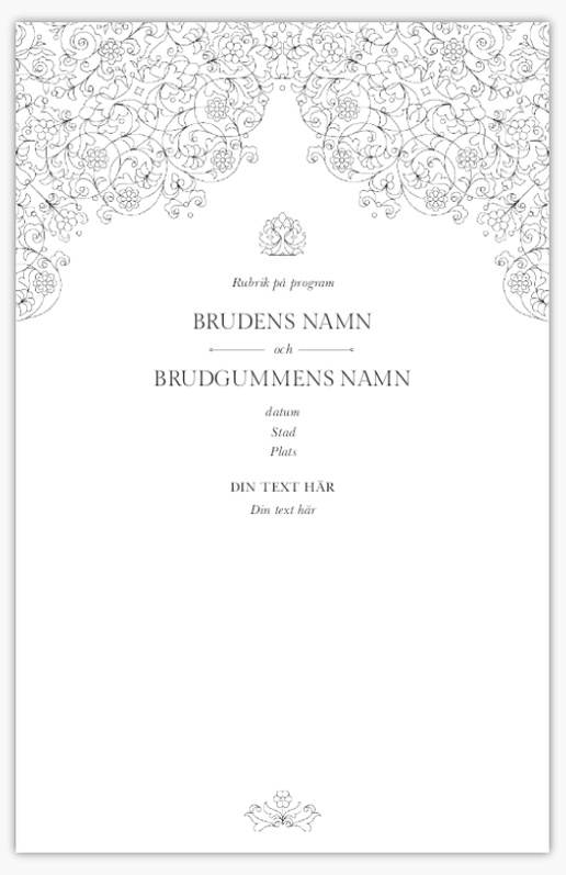 Förhandsgranskning av design för Designgalleri: Traditionell & klassisk Bröllopsprogram, 21,6 x 13,9 cm