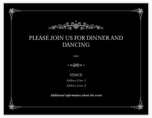 A ornate wedding reception card traditional black gray design for Elegant