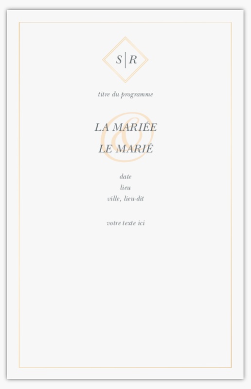 Aperçu du graphisme pour Galerie de modèles : Programmes de mariage pour Typographiques, 21,6 x 13,9 cm