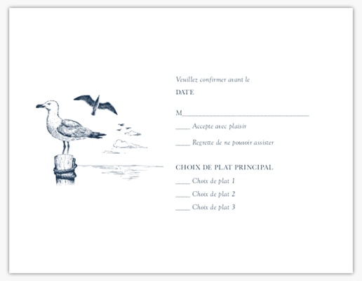 Aperçu du graphisme pour Galerie de modèles : Cartes de réponse de mariage, Marin, 5.5" x 4" Flat