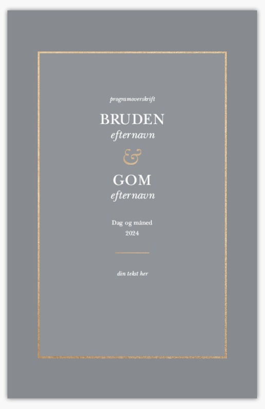 Forhåndsvisning af design for Designgalleri: Typografisk Bryllupsprogrammer, 21,6 x 13,9 cm