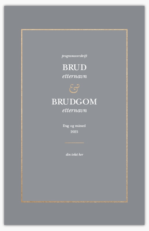 Forhåndsvisning av design for Designgalleri: Tradisjonell og klassisk Bryllupsprogrammer, 21,6 x 13,9 cm