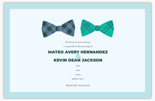 A same sex wedding invitation bow ties invite white design
