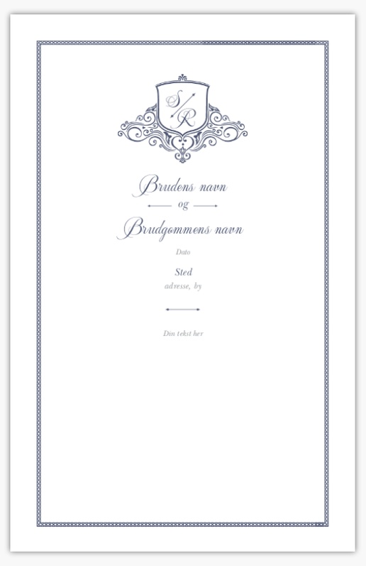 Forhåndsvisning av design for Designgalleri: Typografisk Bryllupsprogrammer, 21,6 x 13,9 cm