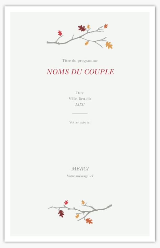 Aperçu du graphisme pour Galerie de modèles : Programmes de mariage pour, 21,6 x 13,9 cm