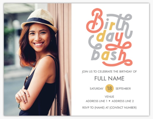 Design Preview for Design Gallery: Teen Birthday Invitations & Announcements, 5.5" x 4" Flat