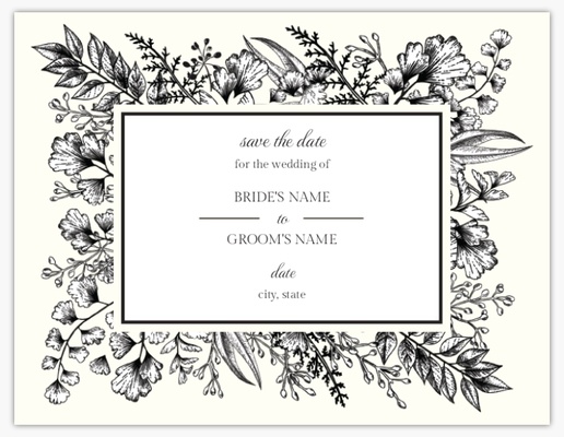 A black and white black florals white purple design for Save the Date