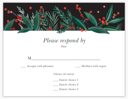 A christmas greens response card white black design for Floral