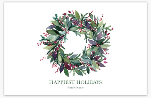 Design Preview for Design Gallery: Trees & Wreaths Christmas Cards, Folded 4.6" x 7.2" 