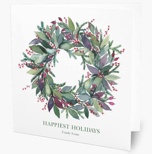 Design Preview for Design Gallery: Trees & Wreaths Christmas Cards, Folded 5.5" x 5.5" 