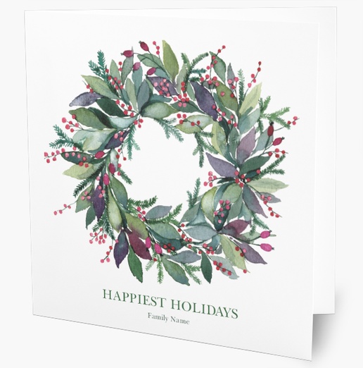 Design Preview for Trees & Wreaths Christmas Cards Templates, Folded 5.5" x 5.5" 