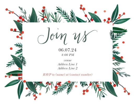 Design Preview for Design Gallery: Holiday Invitations & Announcements, 5.5" x 4" Flat