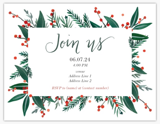 Design Preview for Holiday Invitations & Announcements Templates, 5.5" x 4" Flat