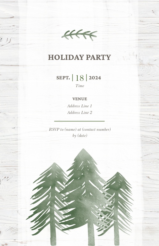 A christmas party invite watercolor trees white cream design for Christmas