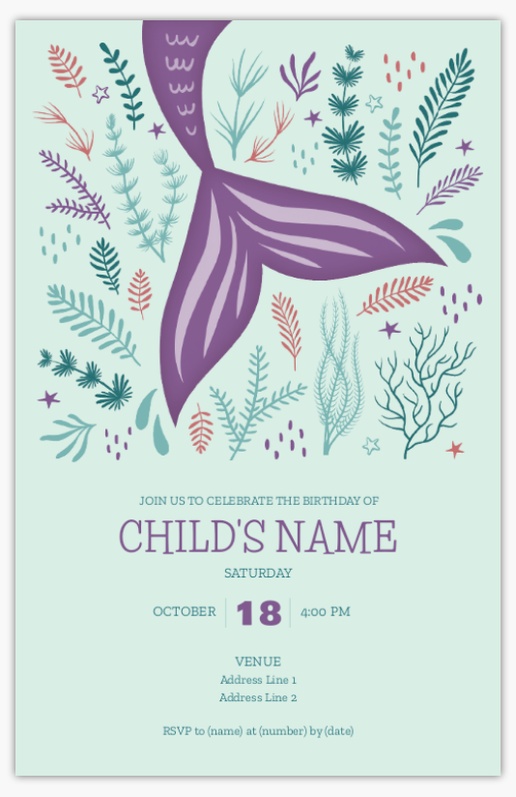 A mermaid tail mermaid birthday invite gray blue design for Events