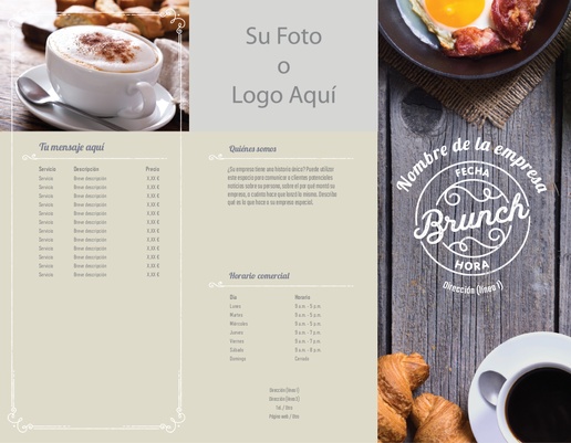 Un desayuno café diseño crema gris para Menús con 1 imágenes