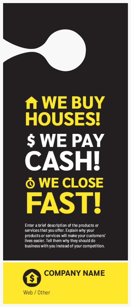 A we buy houses cash for homes black yellow design