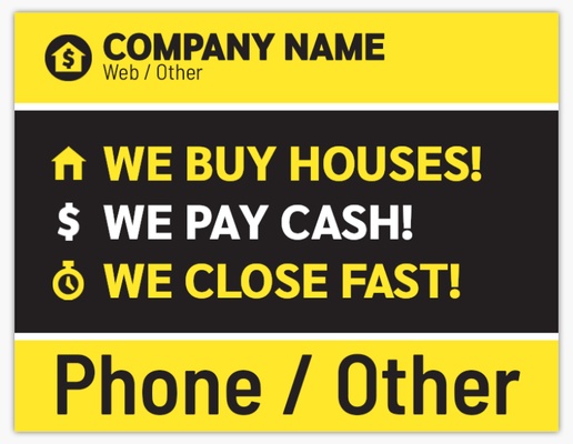A cash for homes we pay cash black yellow design