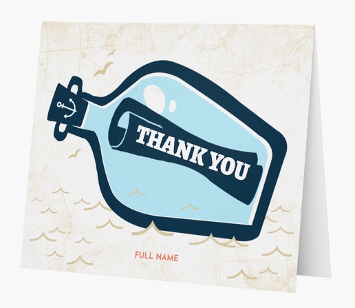 A cute thank you message in a bottle white blue design for Birthday
