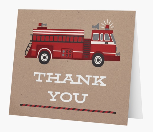 A thank you fire engine party gray brown design for Birthday
