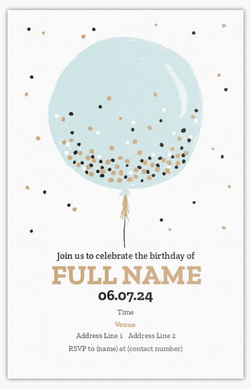 Design Preview for Adult Birthday Invitations, Flat 18.2 x 11.7 cm
