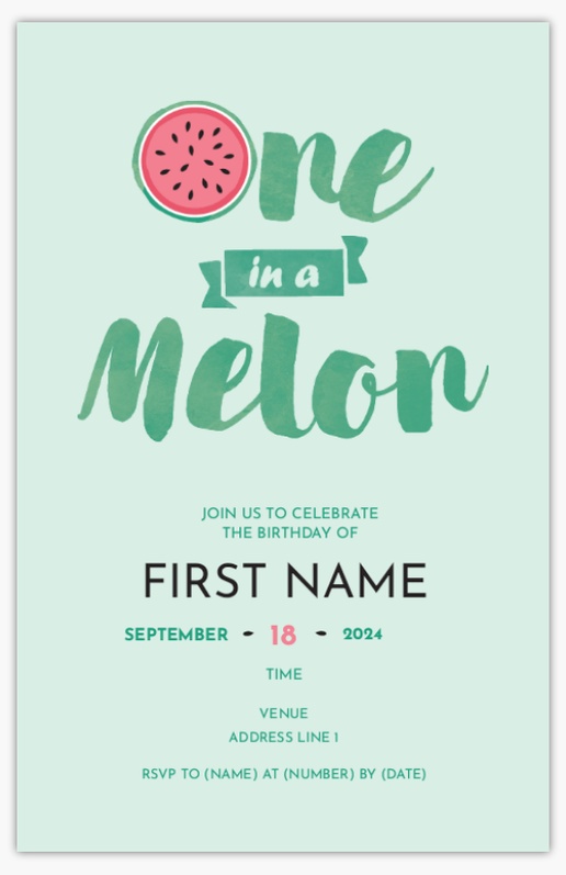 A fun fruit first birthday party white blue design for Gender Neutral