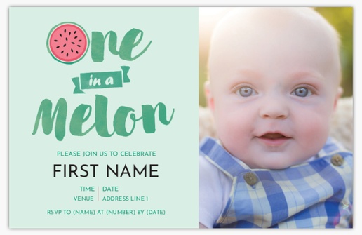 A first birthday party first birthday invitation gray green design for Fun Food with 1 uploads