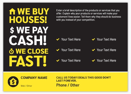 A we buy houses cash for homes gray yellow design