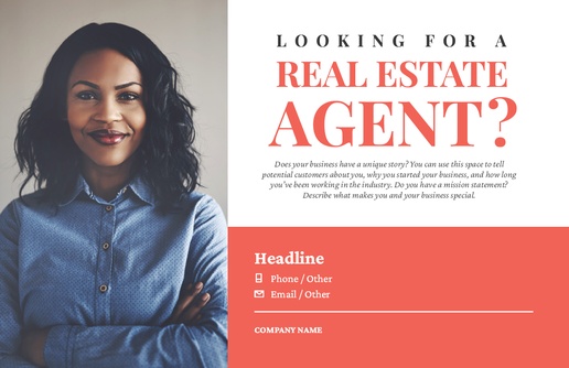 A looking for real estate agent white pink design for Modern & Simple