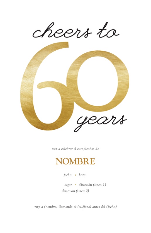 Un blanco y dorado Invitación de 60 cumpleaños diseño blanco crema para Cumpleaños significativos
