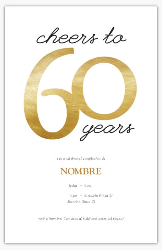 Un blanco y dorado Invitación de 60 cumpleaños diseño blanco marrón para Cumpleaños significativos