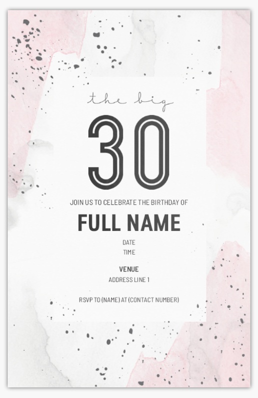Design Preview for Adult Birthday Invitations, Flat 18.2 x 11.7 cm