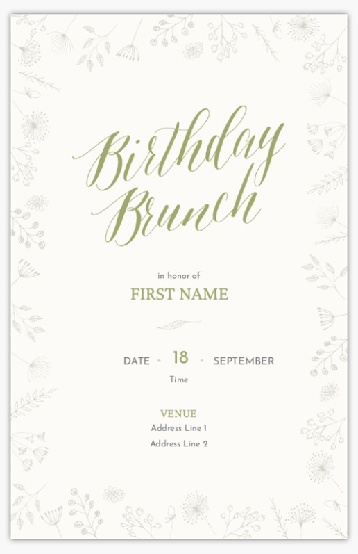 A birthday brunch invitation birthday brunch typography brown white design for Birthday