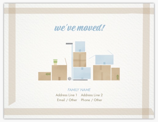 A moving announcement new home white gray design