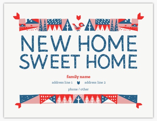 A scandinavian pattern new home sweet home white blue design for Moving Announcements 