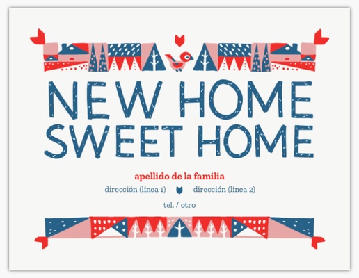 Un patrón escandinavo nuevo hogar dulce hogar diseño blanco azul para Anuncios de mudanza