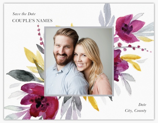 Design Preview for Templates for Floral Save The Date Cards , Flat 10.7 x 13.9 cm