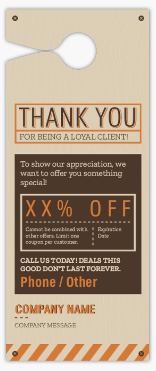 A thank you for being a loyal client construction cream brown design