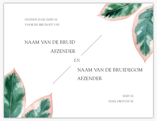 Voorvertoning ontwerp voor Ontwerpgalerij: Groen gewas Save-the-date kaarten, 13,9 x 10,7 cm