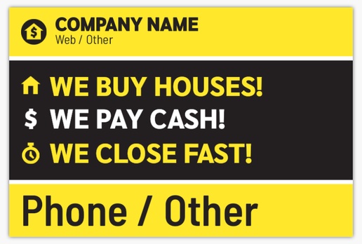 A cash for houses we pay cash yellow black design